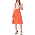 thumbnail image 1 of Unique Bargains Jupe Midi Plissée à Bretelles Rétro à Taille Élastique pour Femme Orange TP, 1 of 6