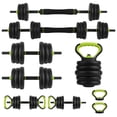 thumbnail image 1 of BeesClover 44Lbs Adjustable 4-In-1 Dumbbell Set, Sand Filled PE Dumbbells with Kettlebell Combo Multi-Function Strength Training Weights Home Gym Equipment for Bench Press Squats and Push-Up Handles, 1 of 8