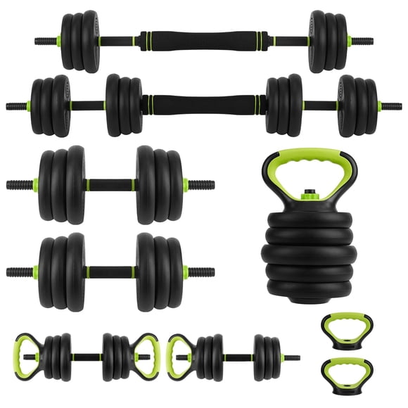 Cherish 4-in-1 Adjustable 44Lbs Dumbbell & Kettlebell Set – Sand-Filled PE Weights, Multi-Functional Home Gym Equipment for Bench Press, Squats, Push-Ups