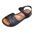 thumbnail image 1 of Flat Sandals for Women, Double Buckle Design with Ankle Round Buckle and Knotted Front Detail, PVC Upper, Open Toe, Breathable Beach Wear for Spring Summer, 1 of 5