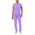 thumbnail image 1 of Adar Addition Go-Higher Scrub Set For Women - Notched V-Neck Scrub Top & Skinny Cargo Scrub Pants, 1 of 7