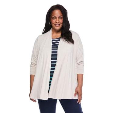 Karen Scott Women's Plus Cascading Cardigan