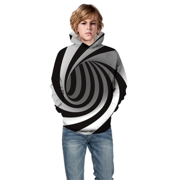 Aocisk 3D Cartoon Print Boys Hoodie Teen Kids Pullover Sweatshirt With Pocket Tops White 13-14 Years
