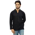 thumbnail image 1 of Atasi Kurta Court à Col Officier pour Homme en Coton Noir Tunique Décontractée - Petit, 1 of 7