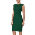 thumbnail image 4 of INSPIRE CHIC Robe Fourreau pour Femme Col Plissé Crayon Tenue de Travail Robes TG Vert, 4 of 6