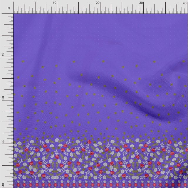 Soimoi Polyester Crepe Fabric Dot,Leaves & Floral Panel Decor Fabric Printed Yard 52 Inch Wide