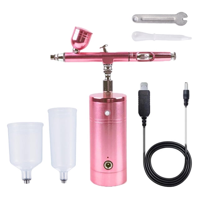 maskred Lightweight Airbrush Air Compressor Kit Set Precise Spray Painting Portable Pink 1.49x5.1x5.7 Inch 1Set