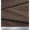 thumbnail image 3 of Soimoi Brown Heavy Satin Fabric Lemon Slice Block Print Fabric by the Yard 54 Inch Wide, 3 of 5