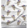 thumbnail image 1 of Soimoi Modal Satin Fabric Leaves & Floral Block Print Sewing Fabric Yard 42 Inch Wide, 1 of 3