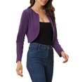 thumbnail image 4 of INSPIRE CHIC Boléro Ouvert pour Femme, Ourlet Arrondi, Cardigan Court, Violet Foncé, TG, 4 of 5