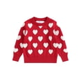 thumbnail image 1 of Chandails en Tricot pour Bébé Fille de la Saint-Valentin avec Imprimé Cœur Mignon Manches Longues Col Rond, 1 of 8
