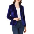 thumbnail image 1 of INSPIRE CHIC Women's Velvet Blazer Solid Color Shawl Collar One Button Wear-to-Work Blazer M Royal Blue, 1 of 7