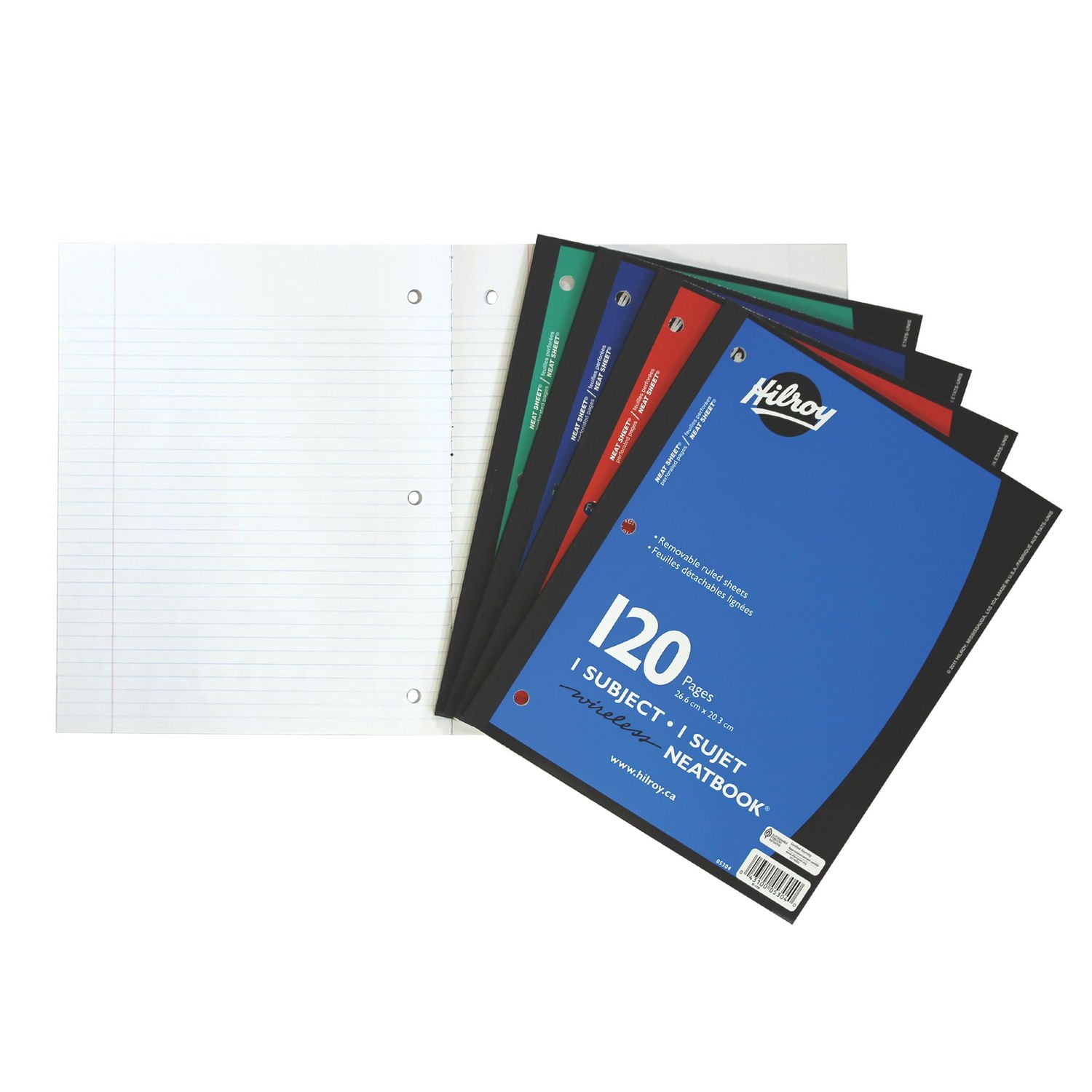 Hilroy® Neatbook, 1 Subject, 120 Page, 10-½ X 8, Assorted Colours, Wireless