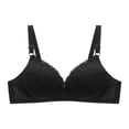 thumbnail image 1 of Virmaxy Womens Wireless Bra Oversized Gathered Comfortable Breathable Underwear (Plus Extended Buckle) Everyday Bra Embroidered Glossy Comfortable Breathable Bra Underwear No Rims Black-2 40, 1 of 2