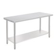 thumbnail image 1 of Table de Travail en Acier Inoxydable Robuste - 60x24x35 Pouces - Tablette Inférieure Réglable, Sans Roulettes, Sans Dosseret, Idéale pour Cuisine Commerciale et Boulangeries, 1 of 6
