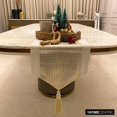 thumbnail image 4 of The HomeCentric Decorative Gold Table Runner 8 Seater Table Runner (16 x 108 inch) Metallic Leather & Textured Leather Table Runner, Faux Leather Table Linen, Patchwork Modern - Leather Goldsmith, 4 of 9