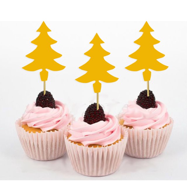 Darling Souvenir Christmas Tree Cupcake Toppers Dessert Decorations - Pack Of 20