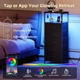 thumbnail image 4 of Eunos Commode Noire pour Chambre, Table de Nuit à 5 Tiroirs avec Station de Recharge, DEL et Tablette Ouverte, 4 of 8