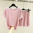 thumbnail image 3 of Jovati Ensemble de Pyjama pour Femmes, Haut à Manches Courtes en Modal avec Shorts à Taille Élastique, Coupe Décontractée, Col Ras du Cou, Jambe Grand, Ventilé, pour l'Été et le Printemps, 3 of 6