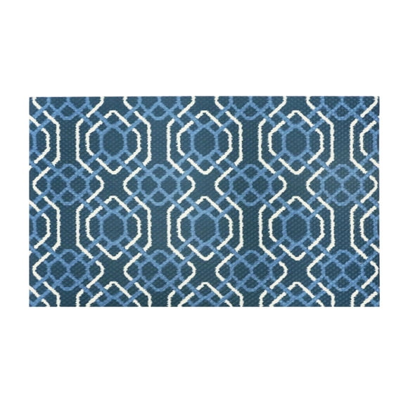 Paillasson à motif géométrique bleu 18x30 po