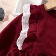 thumbnail image 4 of LUOGENLI Dress Toddler Girls Dress Winter Long Sleeve Ruffles Ribbed Lace Solid Color Princess Dress Maxi Dress for Girls Summer 2025 Floral Flowy Boho Skirt Red 2-3 Years, 4 of 5
