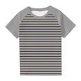 thumbnail image 1 of Économies d'Été! SROBPTY T-Shirts à Manches Courtes pour Tout-Petits, Garçons Tout-Petits Mode Col Rond à Rayures Imprimé Manches Courtes Gris, 13 Ans, 1 of 5