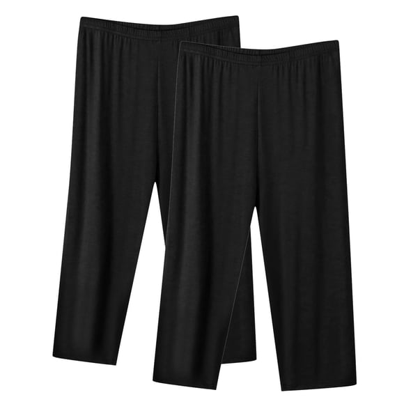Cameland 2PC Cotton Capri Pajama Pants Womens Plus Size Elastic Waist Capris Cozy Soft Sleep Pjs Bottom Cropped Loungewear