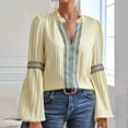 thumbnail image 4 of Timegard Hauts pour Femmes en Dentelle à Volants Col en V Manches Longues Travail Chic Décontracté Hauts Amples Blouse Mode d'Automne, 4 of 6