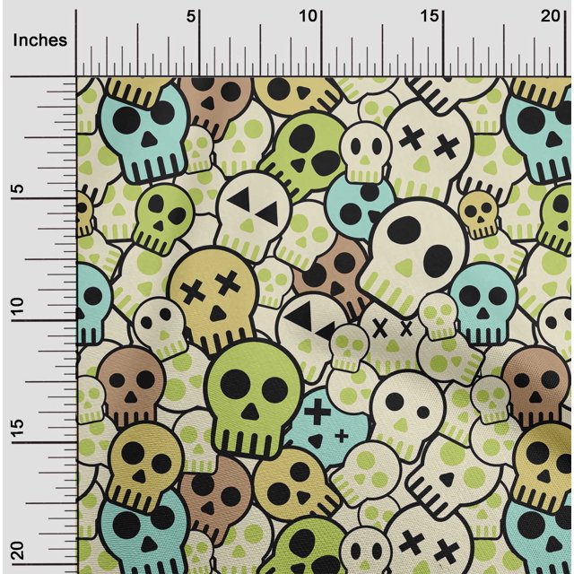 oneOone Cotton Cambric Primrose Fabric Skull Craft Projects Decor Fabric Printed By The Yard 56 Inch Wide