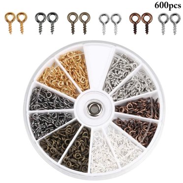 Coofit 600PCS Eye Screw Assorted Color Eye Screw Hook Screw Eye Pin for DIY Jewelry