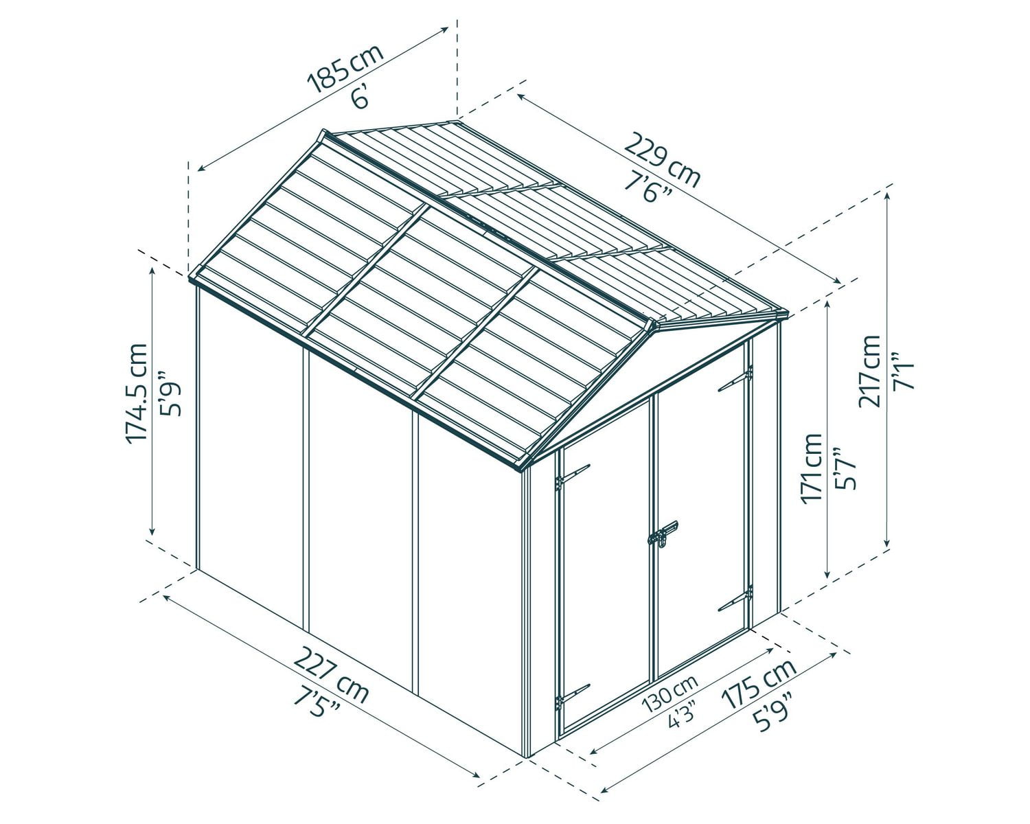 Remise de jardin Rubicon, 6 pi x 8 pi, gris foncé