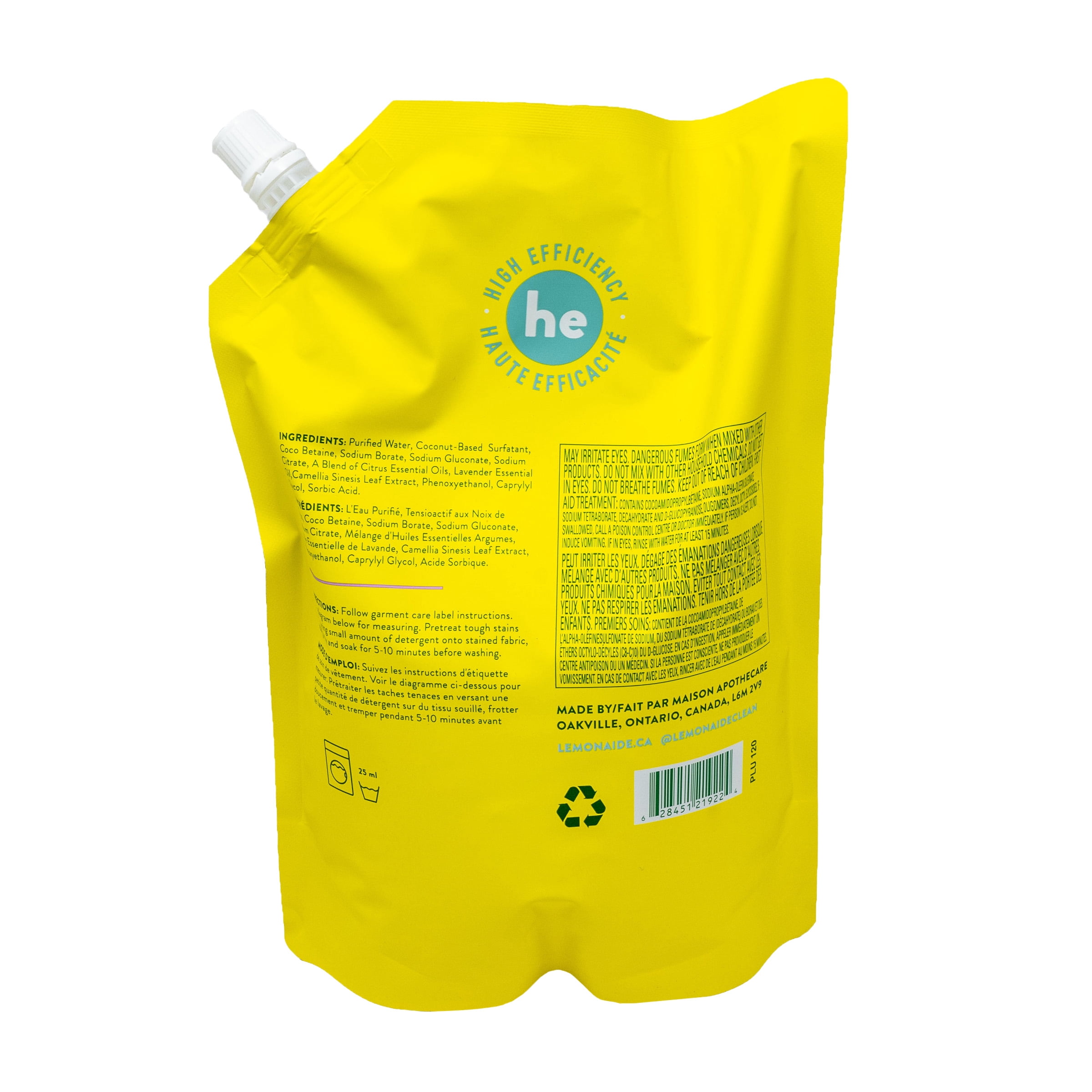 Lemon Aide, Détergent a Lessive Citron Lavande, 1.5L