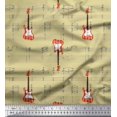 thumbnail image 1 of Soimoi Beige Heavy Satin Fabric Notes & Guitar Musical Instrument Fabric Prints By Yard 54 Inch Wide, 1 of 5