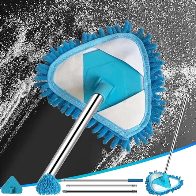 Kadlawus 3Pcs Household Multifunctional Cleaning Ceiling Mop, 180 Rotating Triangular Dust Mop for Hard to Reach Areas, Extendable Duster for Home Cleaning