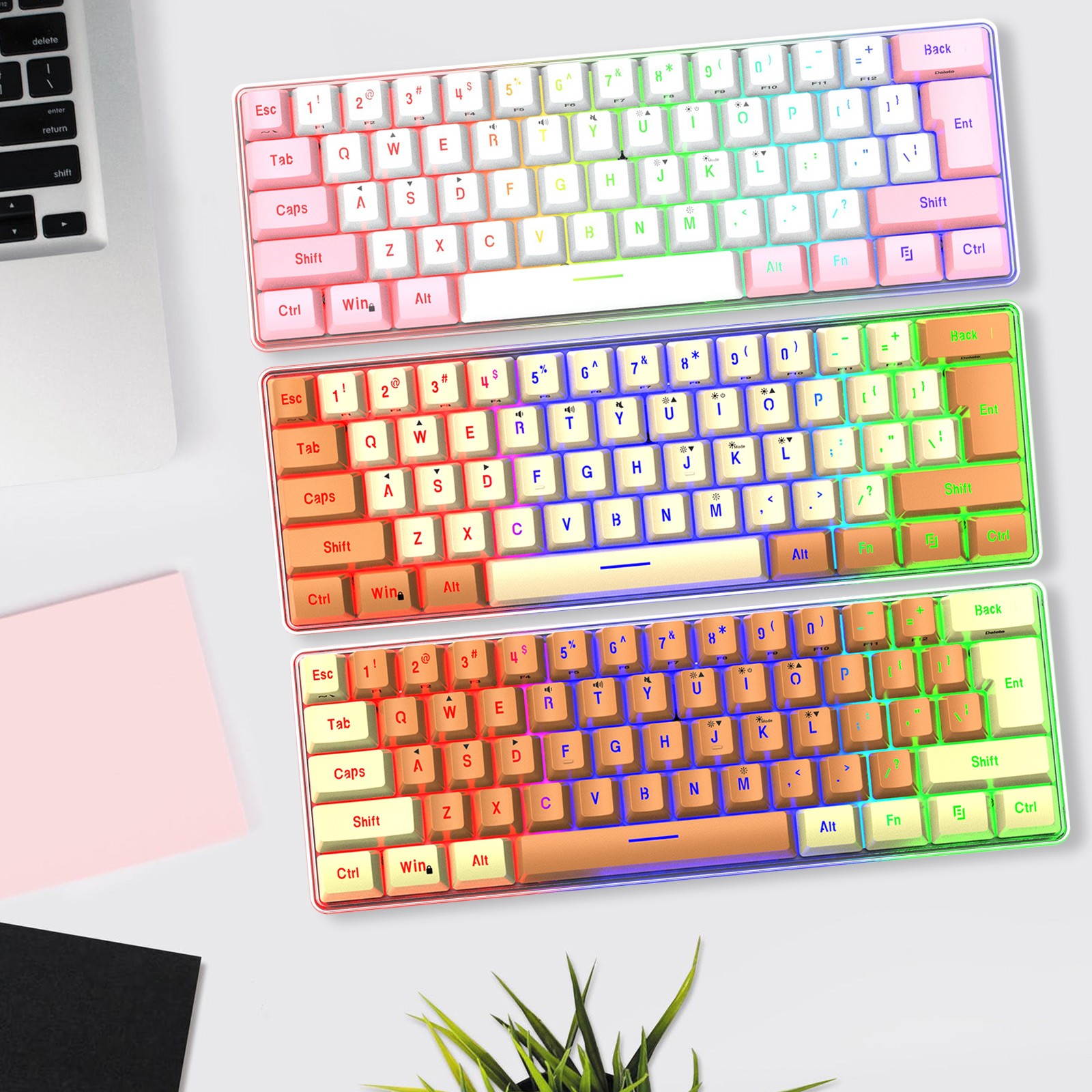 Nsxcdh Mechanical Keyboard Mechanical Keyboard Wired Compact PC Keyboard Mechanical Gaming Keyboard 61 Keys for Computer/Laptop