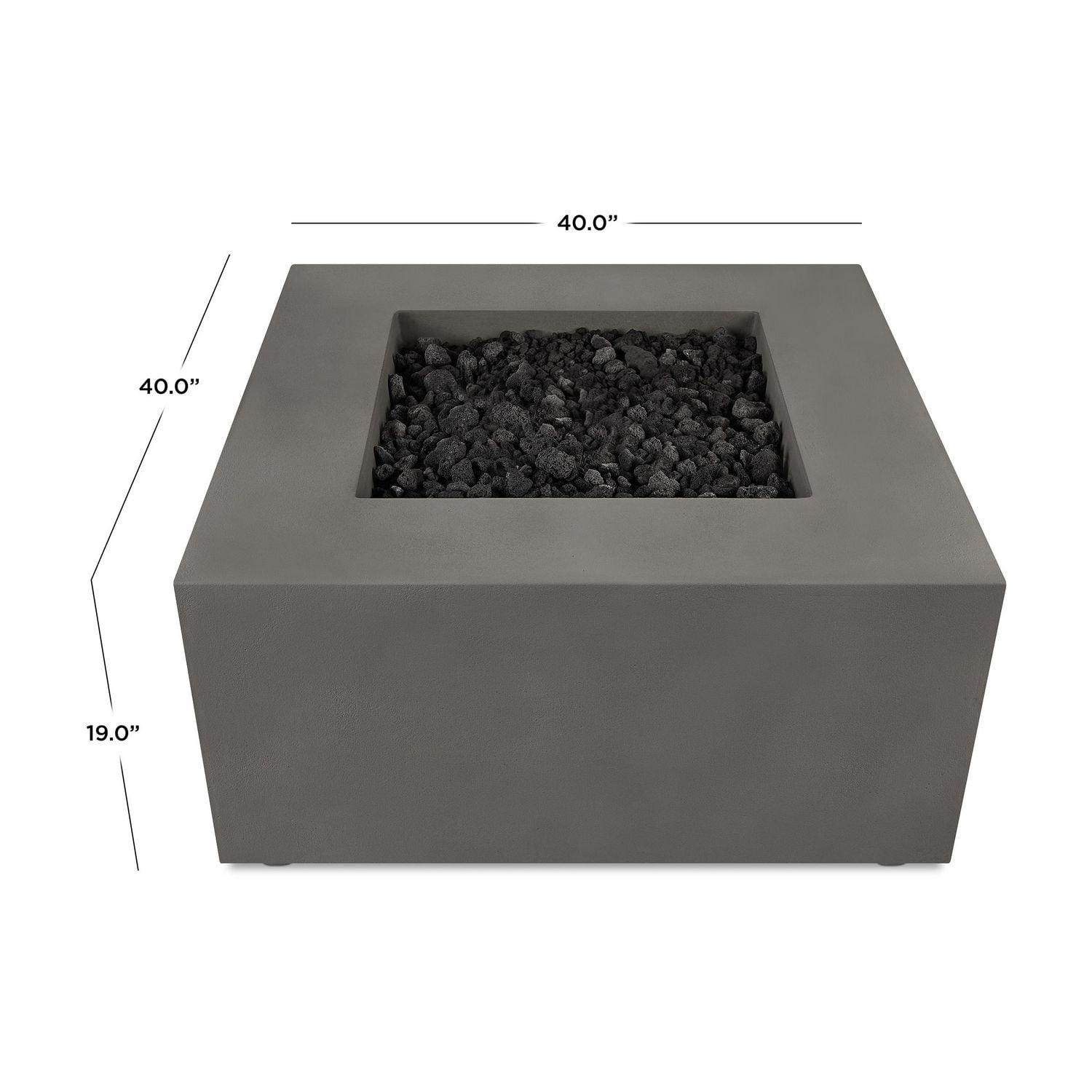 Real Flame Estes 40" Square Concrete Propane Fire Pit With Hidden Tank in Carbon by Jensen Co.