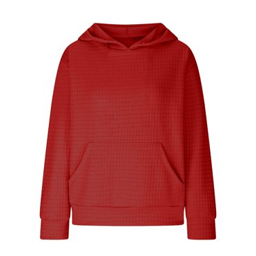 Bwiyojiz Tailles de Mode 100-140 Couleur Unie Enfants Chandail à Capuche Manches Longues Col Rond Chandail, Rouge