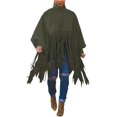 thumbnail image 1 of Haut à Franges à Col Montant à Manches Longues pour Femmes, Grande Taille, Poncho à Franges, 1 of 7