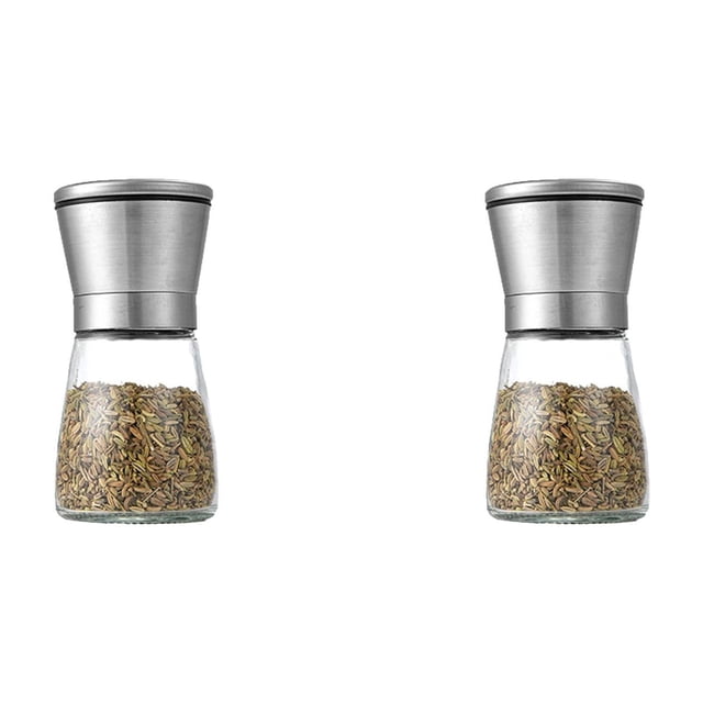 Oleegame 2PC 1Packs Shakers Fill Use To Steel Kitchen 6oz And Pepper Easy Stainless Mill Grinder Kitchen Dining Bar Black