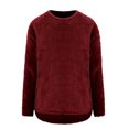 thumbnail image 4 of Pisexur Chandail en Molleton Douillet pour Femmes à Manches Longues Col Rond Mode Couleur Unie Automne chandail Décontracté Ourlet Fendu, 4 of 4