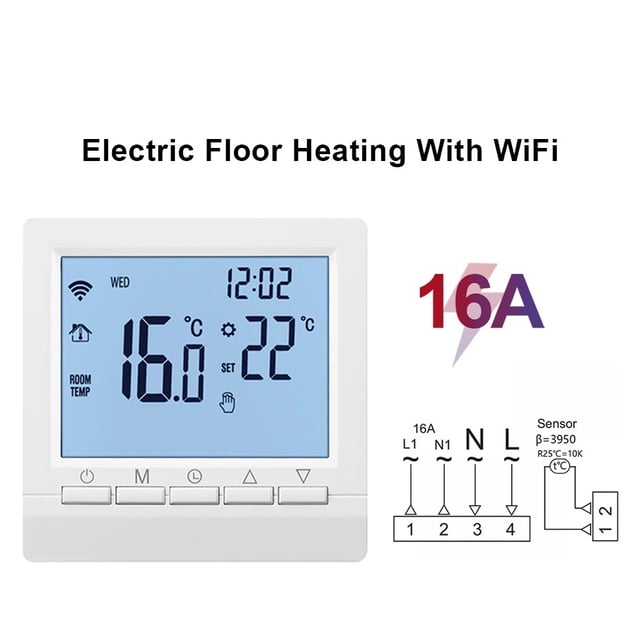WiFi Smart Thermostat Temperature Controller Electric Floor Heating Water/Gas Boiler Thermostat Works Wireless ,Easy to Install