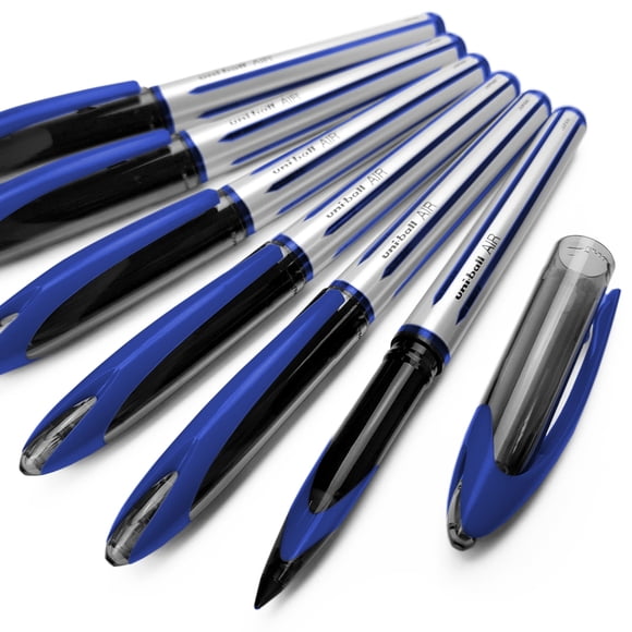 Uni-Ball AIR - Bille Roulante Moyenne 0,7 mm - Lot de 6 - Bleu - UBA-188-L