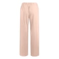 thumbnail image 4 of Dealovy Womens Cotton Linen Pants Elastic High Waisted Drawstring Wide Leg Solid Color Summer Lounge Trousers, 4 of 5