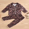 thumbnail image 3 of Kid Pajamas Set Leopard Print Long Short Sleeve Tops Shorts Trousers, 3 of 6