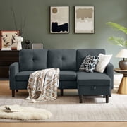 Soscana Living Room Sectional Sofa Couch with Reversible Ottoman 3 Seater L-shaped Couch Convertible Modular Sofa for Home Small Space Apartment Office Studio,Storage Design,Tool Free Assemble