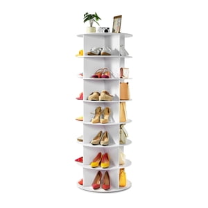 VEVOR 7 Tour rotative des chaussures, 360° Rack de chaussures tournante, affichage Carousel rond de rangement renouvelable, affichage organisateur de Susan paresseux pour chambre à coucher, salon, entrée, placard, blanc