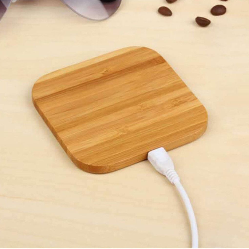 yingyy Qi Certified Fast Square Bamboo Wireless Charger Wood Qi wireless charger Pad Compatible for Samsung Galaxy PHONE