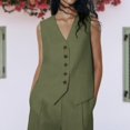 thumbnail image 2 of Gilet Boutonné pour Femmes Confortable Ajusté ChicJacket (Vert Armée TP), 2 of 8