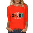 thumbnail image 2 of Chemises pour Femmes Habillées Décontractées, Chemises à Manches 3/4 pour Femmes, Tuniques à Manches Courtes Grande Taille pour Femmes, T-shirt à Manches 3/4 à Col Rond Imprimé Lettres Mode Décontractée pour Femmes, 2 of 5