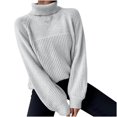 thumbnail image 1 of FAIWAD Chandail à Col Roulé pour Femmes Manches Longues Tricoté Côtelé chandail Tendance Basique, 1 of 6